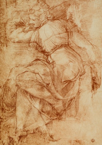 Studie voor de Libische Sibyl op het plafond van de Sixtijnse Kapel, Michelangelo door Michelangelo Buonarroti